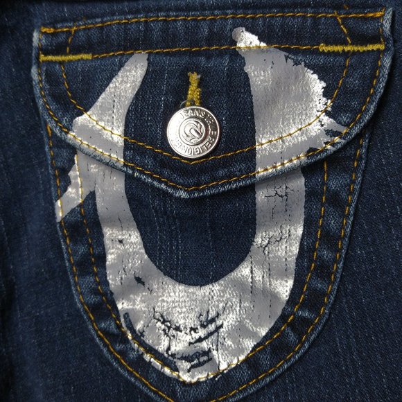 True Religion Becky Boot Cut Jeans Women's 26 Flap Pockets Stretch Low Rise A895 - Picture 6 of 10